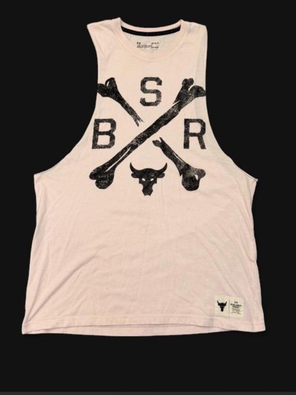 Under Armour Project Rock BSR Cut-Off Gym Tank Top – Light Pink (Size Large)